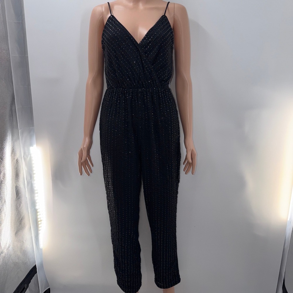 Express S Black Sequin Jumpsuit Party Cocktail Studio 54 Glam Disco Nightlux